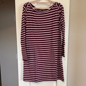 Lou & Grey Striped Long-Sleeve Shift Dress - Maroon & Blush